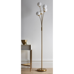 Kliving Mabel 5 Light Satin Brass Floor Lamp - Size: 160 x 27.5 x 27.5cm - Gold - Wilko - thumbnail 3