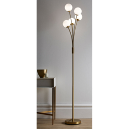 Kliving Mabel 5 Light Satin Brass Floor Lamp - Size: 160 x 27.5 x 27.5cm - Gold - Wilko - thumbnail 4