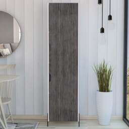Core Products Dallas 2 Door White and Carbon Grey Tall Storage Cabinet - Size: 35 x 44 x 170cm - Wilko
