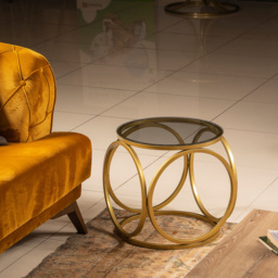 Decorotika Mimo Gold Metal and Glass Coffee Table - Size: 40 x 40 x 40cm - Wilko - thumbnail 5