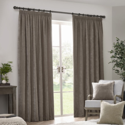 Yard Heavy Greige Chenille Velvet Pencil Pleat Curtains 229 x 229cm - Size: W 229 x D 229cm - Multi - Wilko - thumbnail 6