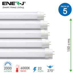 ENER-J Retrofit T8 22W 6000K LED Nano Plastic Tube 150cm 5 Pack - Size: 20 x 20 x 10cm - Wilko - thumbnail 7