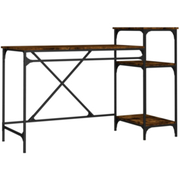 vidaXL 3 Shelf Desk Smoked Oak - Size: 90 x 135 x 50cm - Brown - Wilko - thumbnail 3