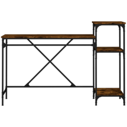 vidaXL 3 Shelf Desk Smoked Oak - Size: 90 x 135 x 50cm - Brown - Wilko - thumbnail 5