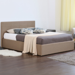 Brooklyn Double Mocha Fabric Gas Lift Ottoman Bed - Brown - Wilko