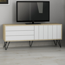 Decortie Picadilly 2 Door Oak and White TV Unit - Size: 57.0  x 139.0  x 36.0 cm - Wilko