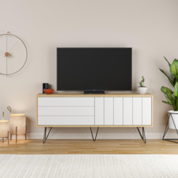 Decortie Picadilly 2 Door Oak and White TV Unit - Size: 57.0  x 139.0  x 36.0 cm - Wilko - thumbnail 6