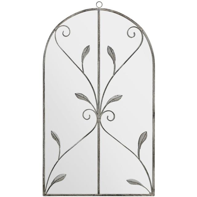 MirrorOutlet The Arcus Concrete Framed Arched Garden Mirror 80 x 46cm - Size: 80 x 46 x 3cm - Grey - Wilko - image 1