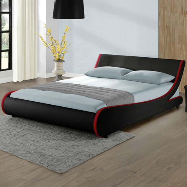 Home Detail Galactic Double Black and Red Faux Leather Bed Frame - Wilko - image 1