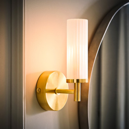 ValueLights Canya Matte Gold Frosted Reeded Glass LED Wall Light - Size: 20 x 10 x 9cm - Wilko - thumbnail 7