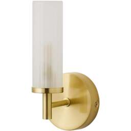 ValueLights Canya Matte Gold Frosted Reeded Glass LED Wall Light - Size: 20 x 10 x 9cm - Wilko