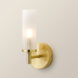 ValueLights Canya Matte Gold Frosted Reeded Glass LED Wall Light - Size: 20 x 10 x 9cm - Wilko - thumbnail 6