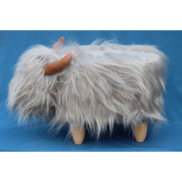 Gardeco Georgette The Highland Cow Pale Grey Synthetic Fur Footstool - Size: 36 x 61 x 32cm - Wilko - thumbnail 6