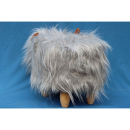 Gardeco Georgette The Highland Cow Pale Grey Synthetic Fur Footstool - Size: 36 x 61 x 32cm - Wilko - thumbnail 5