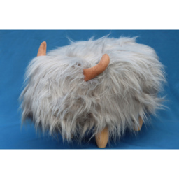 Gardeco Georgette The Highland Cow Pale Grey Synthetic Fur Footstool - Size: 36 x 61 x 32cm - Wilko - thumbnail 3
