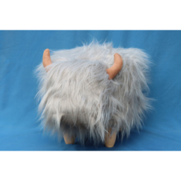 Gardeco Georgette The Highland Cow Pale Grey Synthetic Fur Footstool - Size: 36 x 61 x 32cm - Wilko - thumbnail 4
