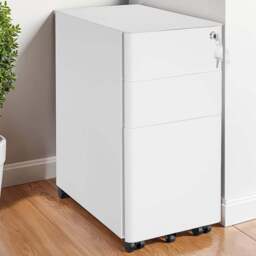 tectake Parvus 3 Drawer White Lockable Filing Cabinet - Size: 59.5 x 30 x 50cm - Wilko
