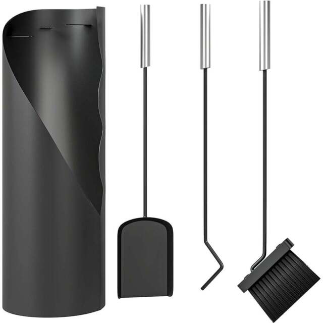 Outsunny 4 Piece Black Metal Fireplace Companion Set - Size: 65 x 20 x 20cm - Wilko - image 1