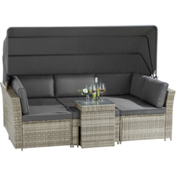Garden Gear 6 Seater California Rattan Dark Grey Daybed Set with Cover - Wilko - thumbnail 3