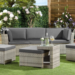 Garden Gear 6 Seater California Rattan Dark Grey Daybed Set with Cover - Wilko - thumbnail 5