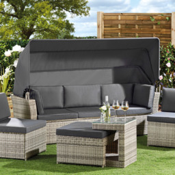 Garden Gear 6 Seater California Rattan Dark Grey Daybed Set with Cover - Wilko - thumbnail 6