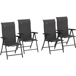 Outsunny Set of 4 Black and Grey Rattan Folding Garden Chair - Size: 71 x 58 x 111cm - Wilko - thumbnail 3