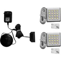Florence LED Cabinet Down Light 2 Pack - Size: 16 x 19 x 13cm - Silver - Wilko