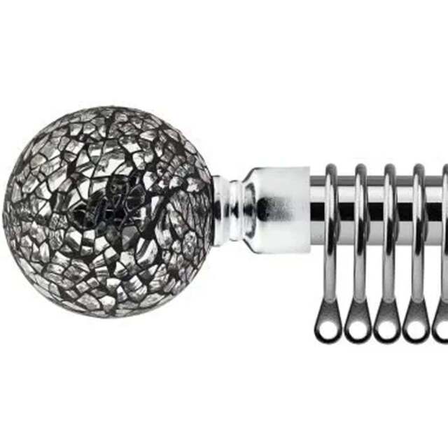 New Edge Blinds 120-210cm Extendable Chrome Mirrored Metal Curtain Pole - Size: 120 - 210cm - Silver - Wilko - image 1