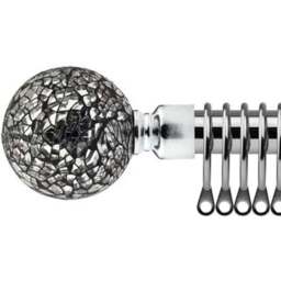 New Edge Blinds 120-210cm Extendable Chrome Mirrored Metal Curtain Pole - Size: 120 - 210cm - Silver - Wilko - thumbnail 1