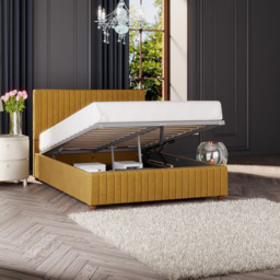 Laurence Llewelyn Bowen Estella Double Ochre Plush Velvet Ottoman Bed - Yellow - Laurence Llewelyn-Bowen - Wilko - thumbnail 3