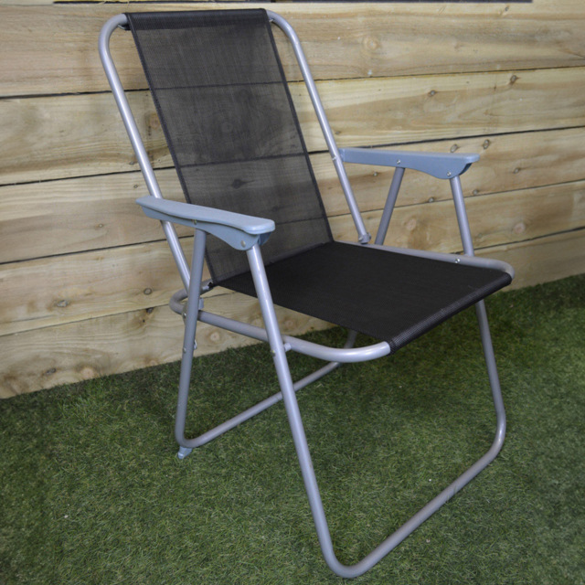 Samuel Alexander Set of 6 Grey and Black Foldable Garden Chair - Size: 1 Seater - Wilko - image 1