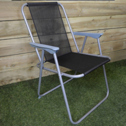 Samuel Alexander Set of 6 Grey and Black Foldable Garden Chair - Size: 1 Seater - Wilko - thumbnail 1