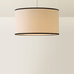 ValueLights Eva Linen Large Drum Shade with Black Trim - Size: 25 x 45 x 45cm - Cream - Wilko - thumbnail 6