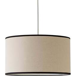 ValueLights Eva Linen Large Drum Shade with Black Trim - Size: 25 x 45 x 45cm - Cream - Wilko - thumbnail 1