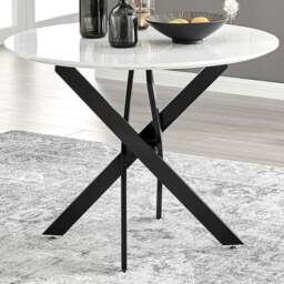 Furniturebox Arona 4 Seater Round Dining Table White High Gloss and Black - Wilko - thumbnail 1