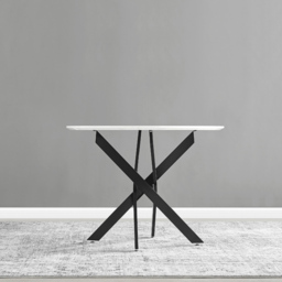 Furniturebox Arona 4 Seater Round Dining Table White High Gloss and Black - Wilko - thumbnail 7