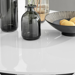 Furniturebox Arona 4 Seater Round Dining Table White High Gloss and Black - Wilko - thumbnail 4