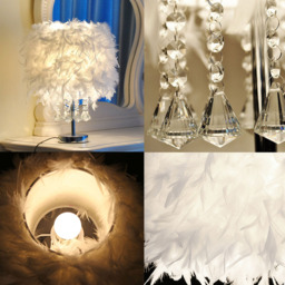 Living and Home LED Table Lamp with Transparent Crystals Feather Lampshade - Size: 30 x 30 x 45cm - White - Wilko - thumbnail 6