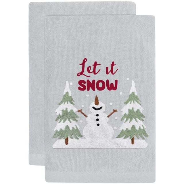 Noel Square Let It Snow White Hand Towel 2 Pack - Size: 66 x 41 x 1cm - Wilko - image 1