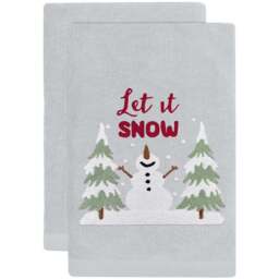 Noel Square Let It Snow White Hand Towel 2 Pack - Size: 66 x 41 x 1cm - Wilko - thumbnail 1