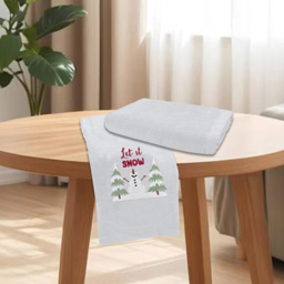 Noel Square Let It Snow White Hand Towel 2 Pack - Size: 66 x 41 x 1cm - Wilko - thumbnail 3