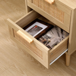 FurnitureHMD 2 Drawer Wooden and Rattan Weaving Bedside Table - Natural - Wilko - thumbnail 6