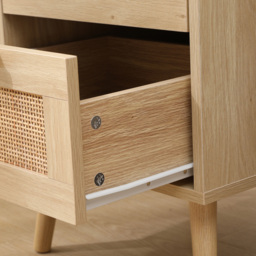 FurnitureHMD 2 Drawer Wooden and Rattan Weaving Bedside Table - Natural - Wilko - thumbnail 7