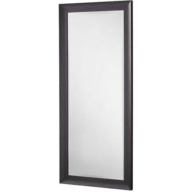 Yearn Dark Grey Scooped Grained Bevelled Full Length Mirror 167.5 x 76cm - Wilko - image 1
