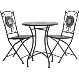 Charles Bentley 2 Seater Bistro Set Mosaic Black and Grey - Wilko - thumbnail 3