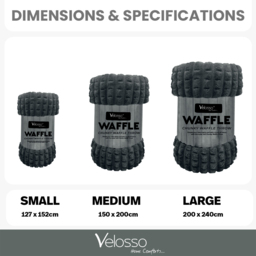 Velosso Charcoal Waffle Plush Throw 127 x 152cm - Size: 127 x 152 x 1cm - Wilko - thumbnail 5