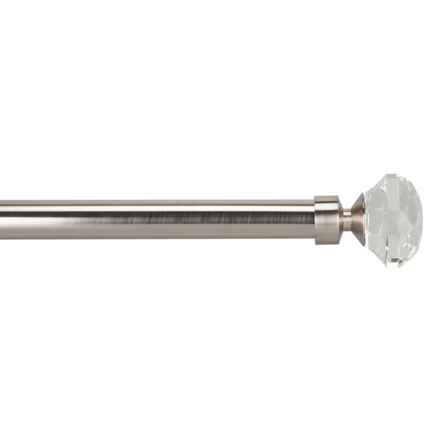 Buckingham 70 to 300cm Extendable Satin Silver Curtain Pole - Size: 120 - 210cm - Wilko - image 1