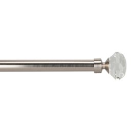 Buckingham 70 to 300cm Extendable Satin Silver Curtain Pole - Size: 120 - 210cm - Wilko - thumbnail 1