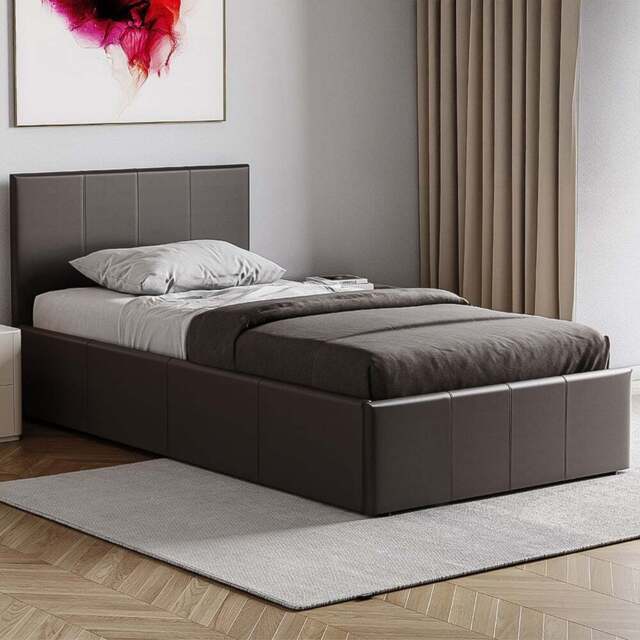 Vida Designs Lisbon Single Brown Faux Leather Ottoman Bed - Wilko - image 1