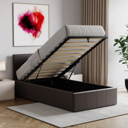 Vida Designs Lisbon Single Brown Faux Leather Ottoman Bed - Wilko - thumbnail 5